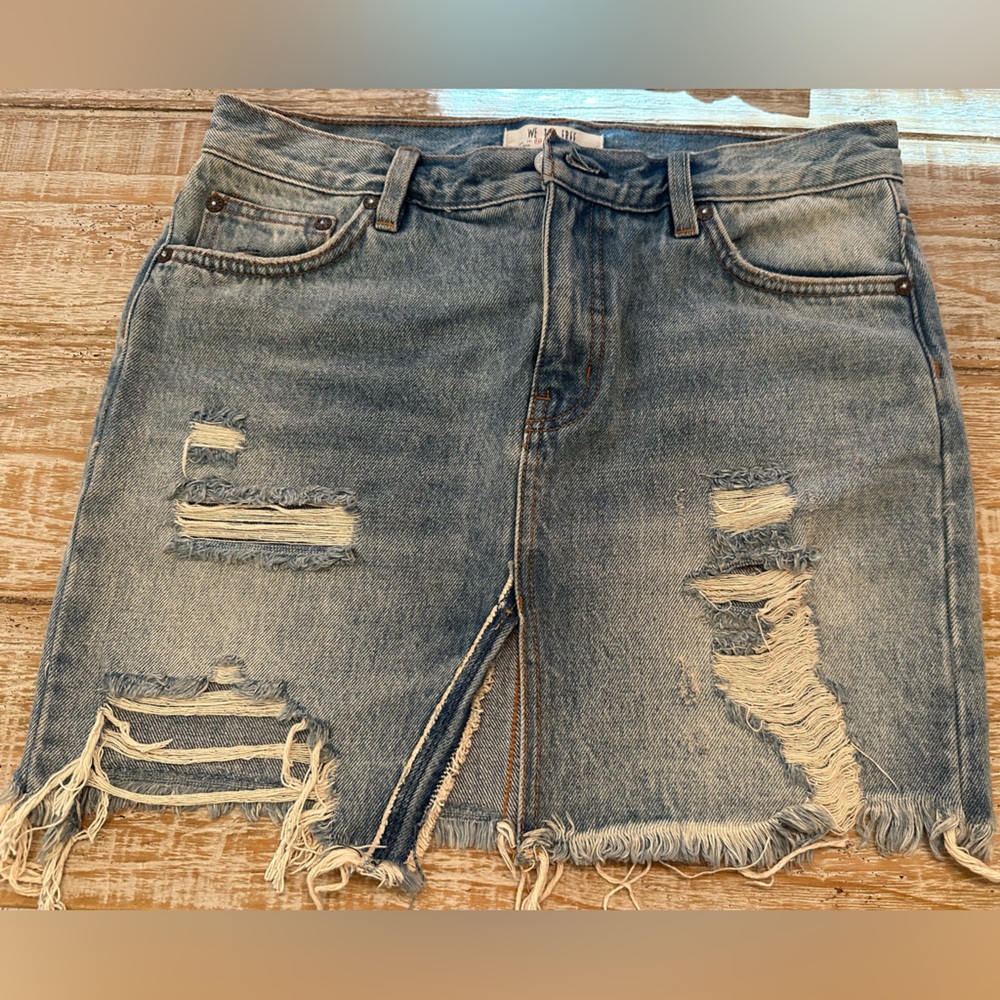 We The Free Blue Denim Skirt